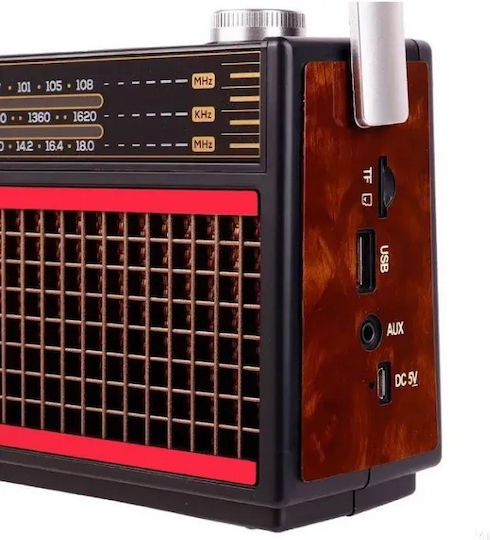 Meier M1926BT Retro Portable Radio Rechargeable with Bluetooth and USB Red