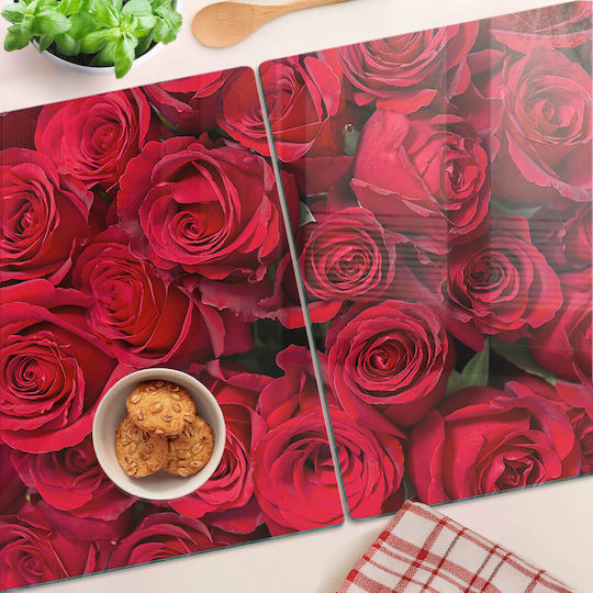 Tulup Set Tocătoare De Bucătărie Din Sticlă Roșie 52x40cm 2 Bucăți