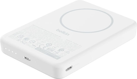 Belkin BoostCharge Slim MagSafe Power Bank 7500mAh 7,5W mit 2 USB-C Ausgangsanschlüsse Weiß