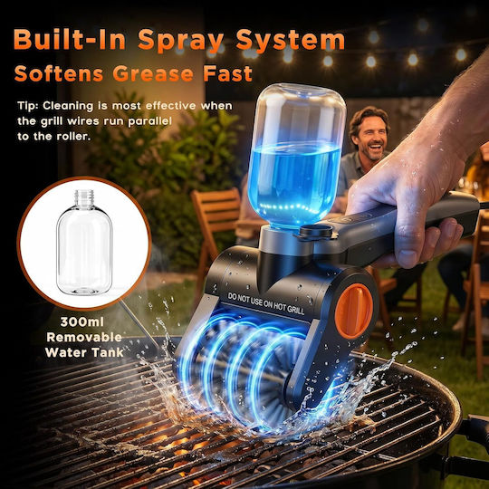 Perie Profesională Electrică pentru Curățarea Grătarului 100w 8000 Rpm Curățare Automată 360° Rezervor de Apă de 300ml Pulverizare Baterie de 2600mah 7.4v 2 Viteze Rezistentă la Apă Ipx8 Perii din Oțel Inoxidabil 304 Încărcare Usb-c Set Complet Accesorii Geantă