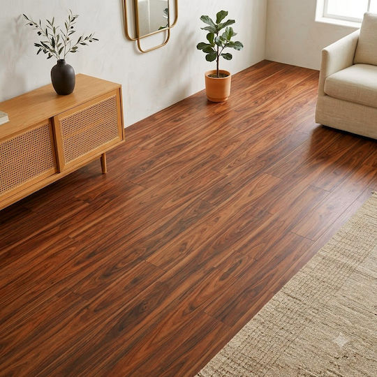Self-Adhesive PVC Plastic Laminate Flooring 15x91cm Walnut Wood Effect 1pc Fd819-1