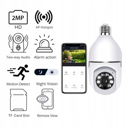 Spionagekamera WiFi 8MP mit Speicherkartensteckplatz und Bewegungsmelder