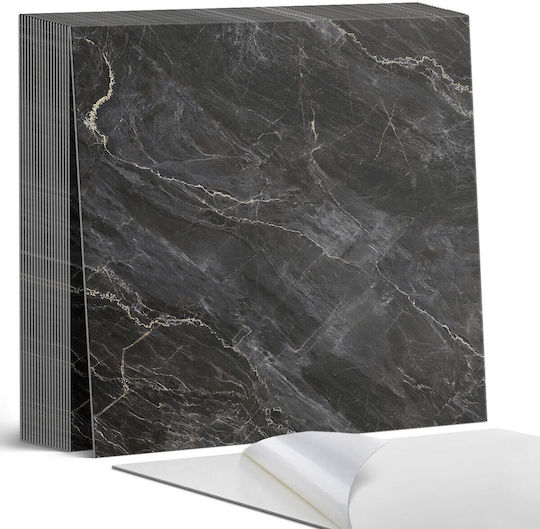 Set of Vinyl Tiles Living Room Self Adhesive Elegant Marble Veins 20x20x20 cm