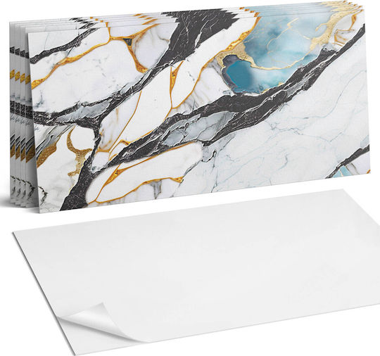 Self Adhesive Vinyl Tile Set Bedroom Marble Vein Design 6x60x30 cm