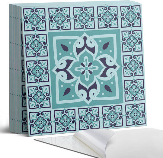 Set Of Vinyl Tiles Floral Pattern Kitchen Living Room 9x30x30 Cm
