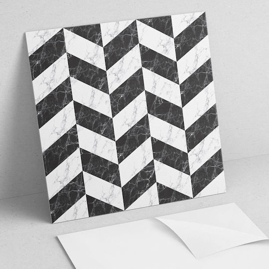 Bathroom Vinyl Tiles Marble Graphic Herringbone Design 4x50x50 Pcs