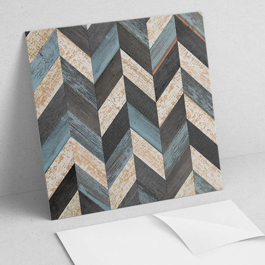 Set Wandsticker Vinyl Design Zickzack Holz 20x20x20 cm