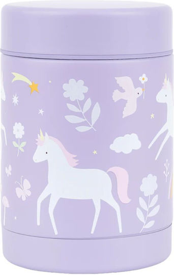 A Little Lovely Company Kids Water Bottle Set Made of Tritan Plastic Unicorns Thermos with Straw Non Spill Tritan 450ml