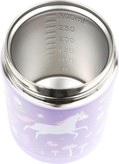 A Little Lovely Company Kids Water Bottle Set Made of Tritan Plastic Unicorns Thermos with Straw Non Spill Tritan 450ml