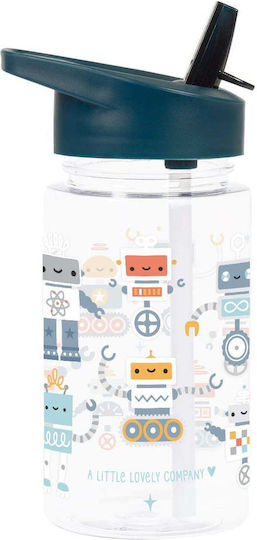 A Little Lovely Company Kids Water Bottle Set Made of Tritan Plastic Thermos with Straw Non Spill Tritan 450ml