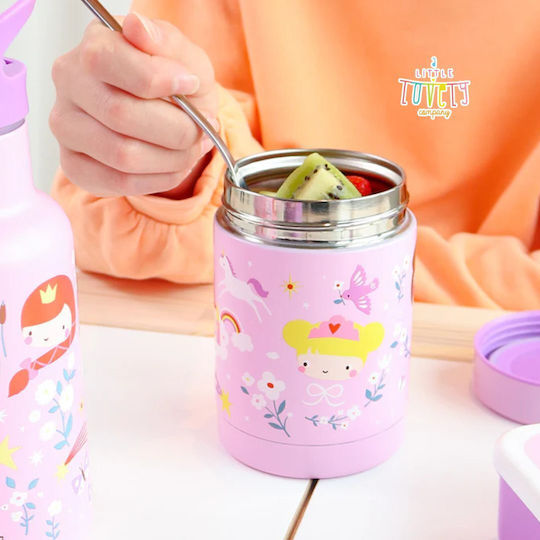 A Little Lovely Company Plastic Kids Thermos Water Bottle Set with Straw Non Spill Tritan 450ml