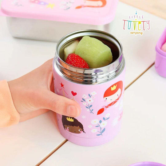 A Little Lovely Company Plastic Kids Thermos Water Bottle Set with Straw Non Spill Tritan 450ml
