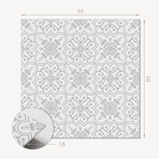 Vinyl Tiles Floral Pattern Kitchen 4x50x50 cm