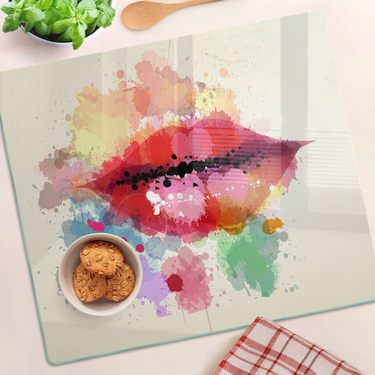 Tulup Επιφάνεια Κοπής Γυάλινη Πολύχρωμη 60x52cm