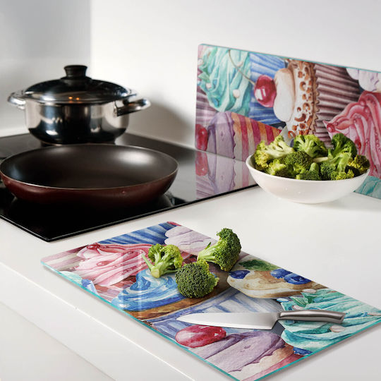 Tulup Set Tocătoare De Bucătărie Din Sticlă Multicolore 52x30cm 2 Bucăți