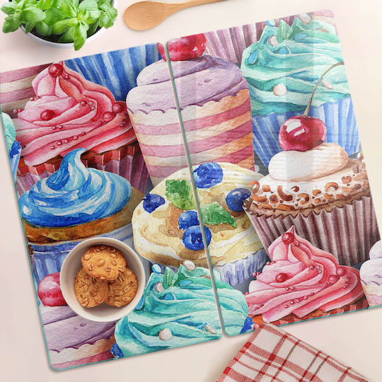 Tulup Set Tocătoare De Bucătărie Din Sticlă Multicolore 52x30cm 2 Bucăți