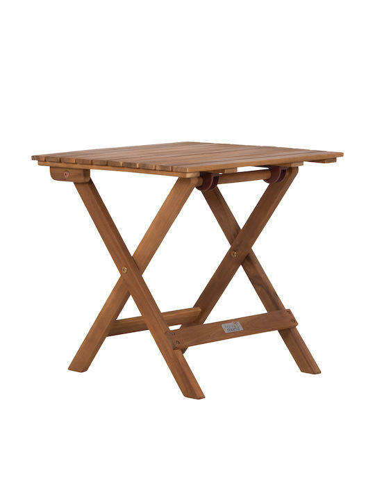 Wooden Auxiliary Table for Small Outdoor Spaces Foldable Endo Natural 45x45x45cm