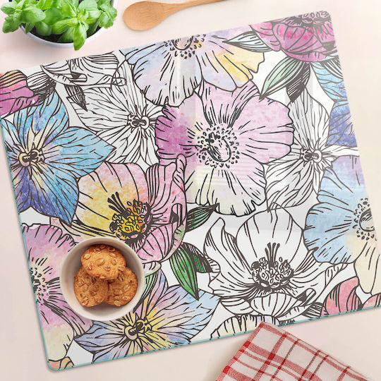 Tulup Tocătoare De Bucătărie Din Sticlă Roz 60x52cm