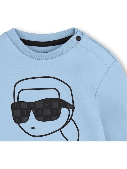 Kids Sweatpants Set Beige With Light Blue