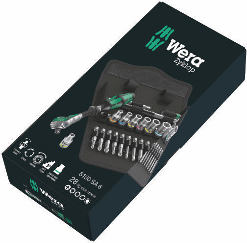 Wera Zylkop 1/4 Ratschengröße mit Steckschlüssel-Set 1/4 und 1 16 Stück