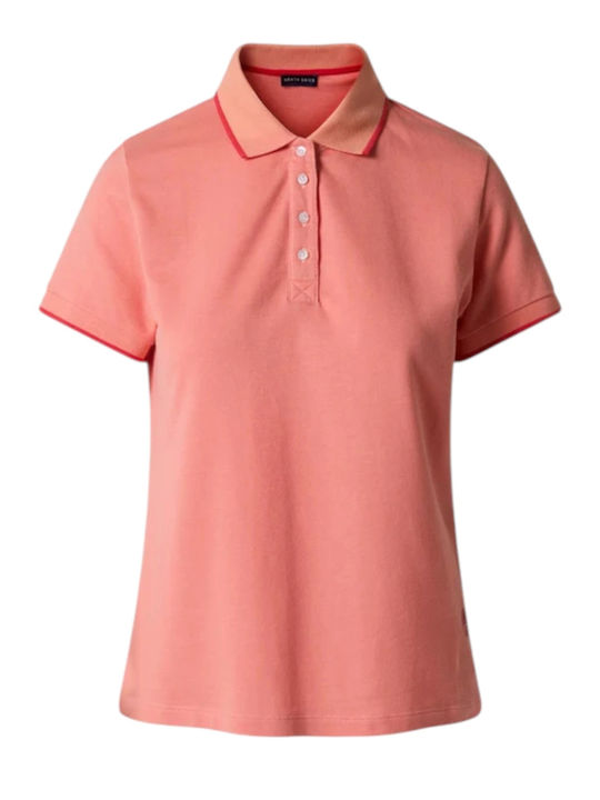 Women's Sports Polo Blouse Short Sleeve Coral
