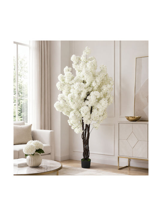 Artificial White Cherry 6 Woven Trunks Potted Plant 210cm 87219-1