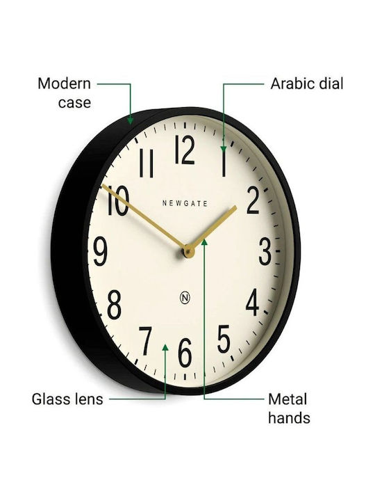 Newgate Universal Arabic Silent Antique Wall Clock Metallic Black