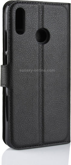 Leder Handyhülle Litchi Textur Horizontal Flip Huawei Ehre 8X Kartenfächer Brieftasche Rahmen Fotografie Schwarz