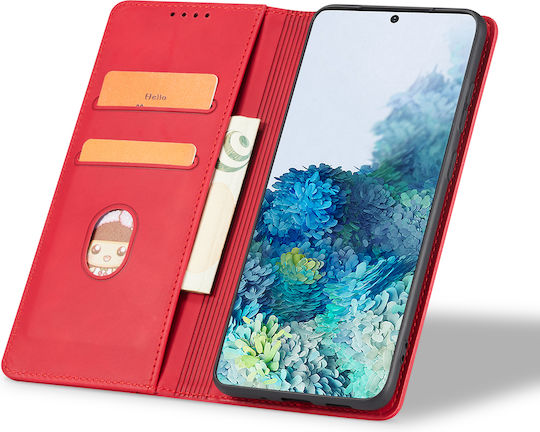 Bodycell калъф книга от изкуствена кожа за Samsung A27 червен