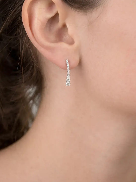 Dangle Earrings in 14K White Gold with Stones