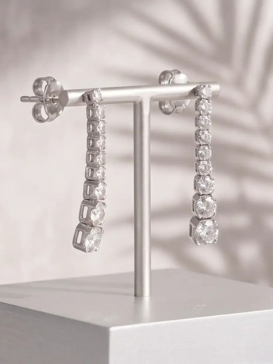 Dangle Earrings in 14K White Gold with Stones