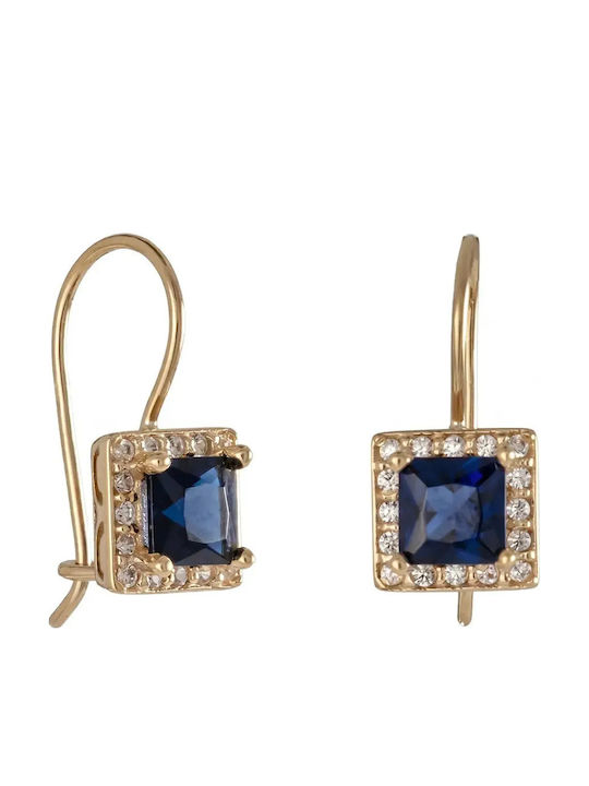 14K Vergoldete Ohrringe mit Blauen Steinen 14K Vergoldete Ohrringe mit Blauen Steinen