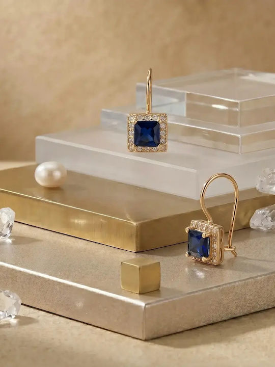 14K Vergoldete Ohrringe mit Blauen Steinen
