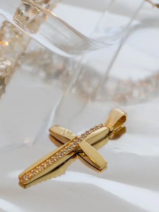Damentlicher Goldkreuz 9K mit Kette
