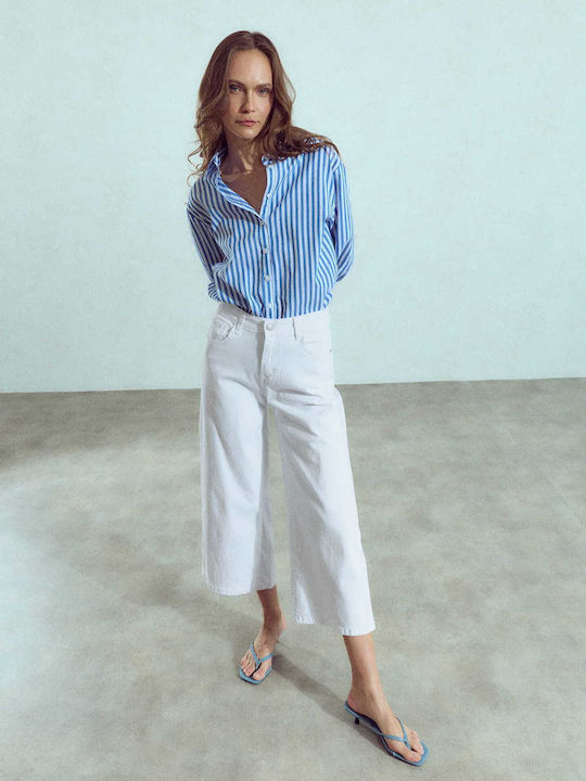 Celestino Blugi damă Crop Wide-leg Lejer Fit Alb