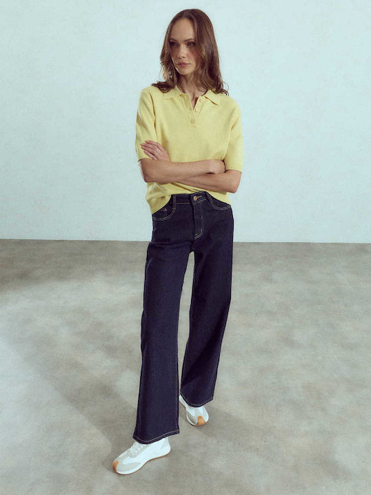Celestino Blugi Damă Cusături Contrast Lejer Fit Albastru Midnight Celestino Blugi Damă Cusături Contrast Lejer Fit Albastru Midnight