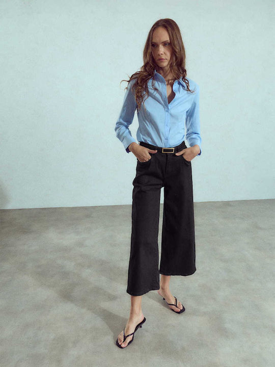 Celestino Blugi damă Crop Wide-leg Lejer Fit Negru