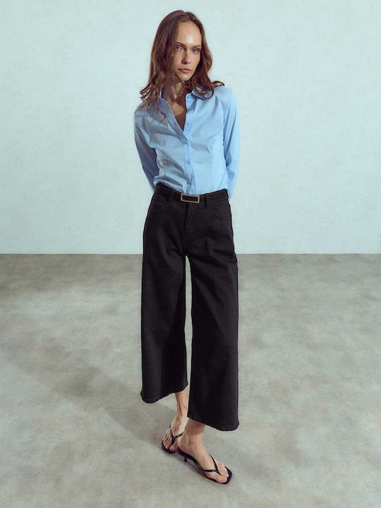 Celestino Blugi damă Crop Wide-leg Lejer Fit Negru