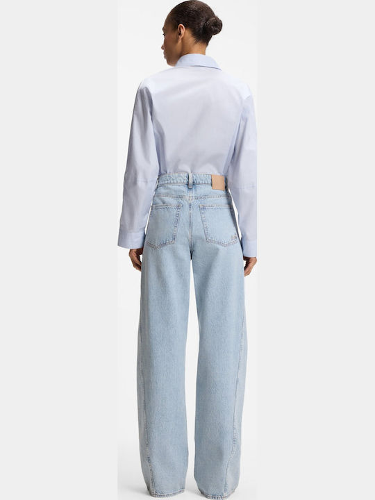Women's Wide Leg Orange Jean Pants