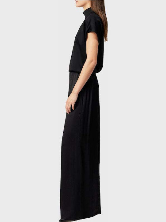 Damen Satin Hose in Loose Passform Schwarz