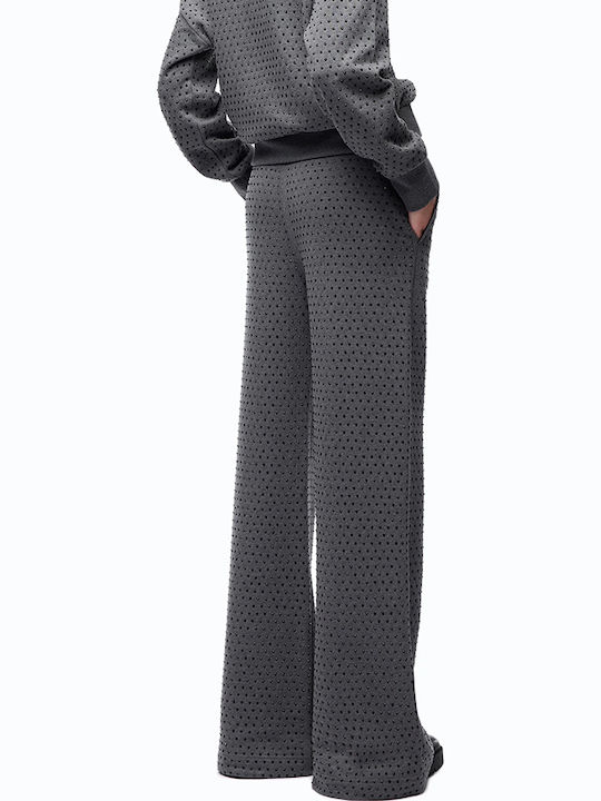 Damen Samt Hose mit Gummiband Grau