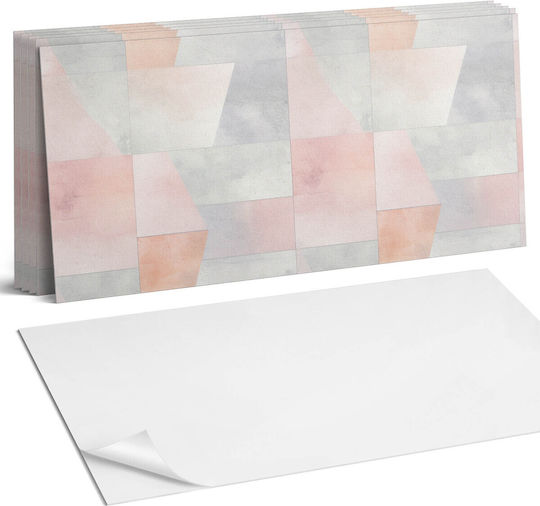 Printed Vinyl Tile Set Bedroom Decoration Geometric Pastel Colors 6x60x30 Pieces