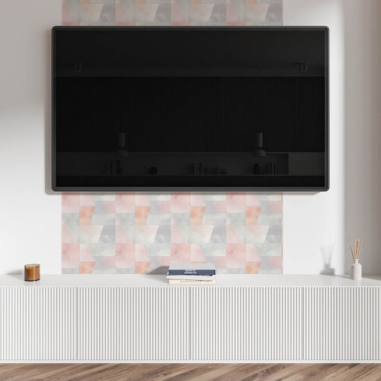 Printed Vinyl Tile Set Bedroom Decoration Geometric Pastel Colors 6x60x30 Pieces