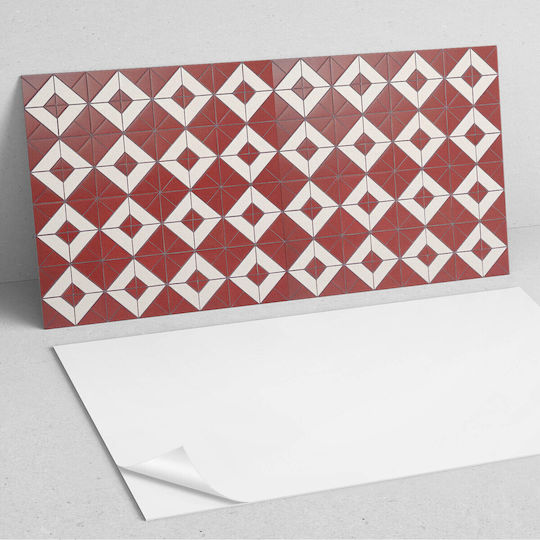 Set of Ready to Install Printed Vinyl Tiles Geometric Designs Layout 6x60x30 cm
