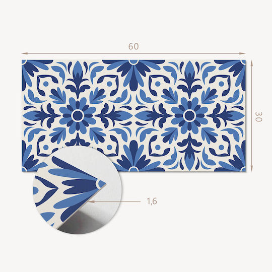 Vinyl Floor Tile Set Floral Pattern Leaves 6x60x30 Cm