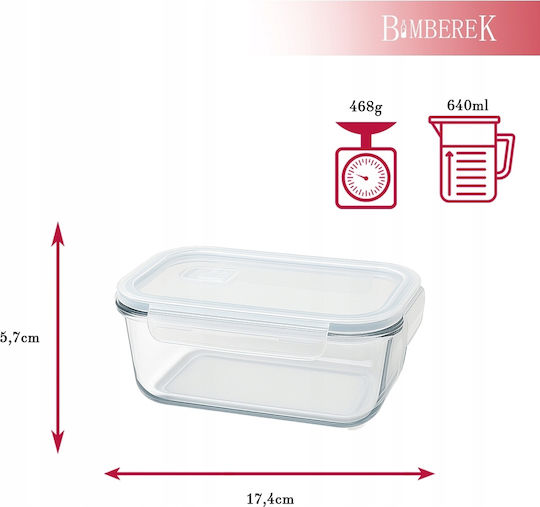 Bimberek Δοχείο Φαγητού Γυάλινο Λευκό 640ml