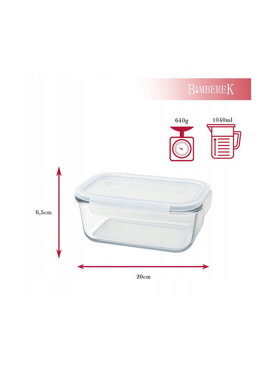 Bimberek Glass White Lunch Box 1.04lt