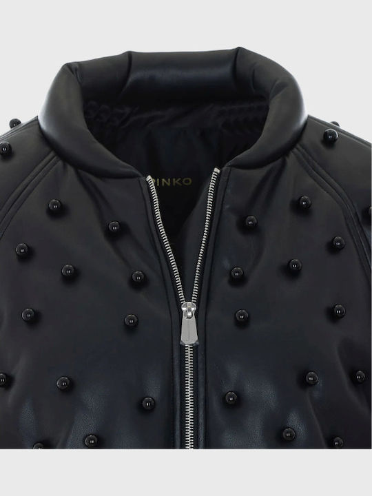 Lange Damen Bomber Jacke Schwarz