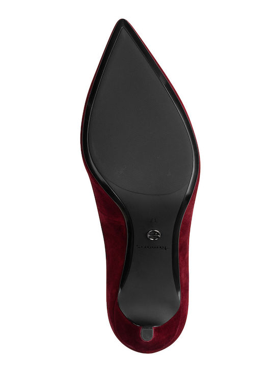Leder Pumps mit Mittlerem Absatz Burgundisch