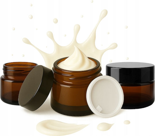 5x Glass Jar Brown Jar 5g Dark Glass Samples Cream-Ointment-Balm